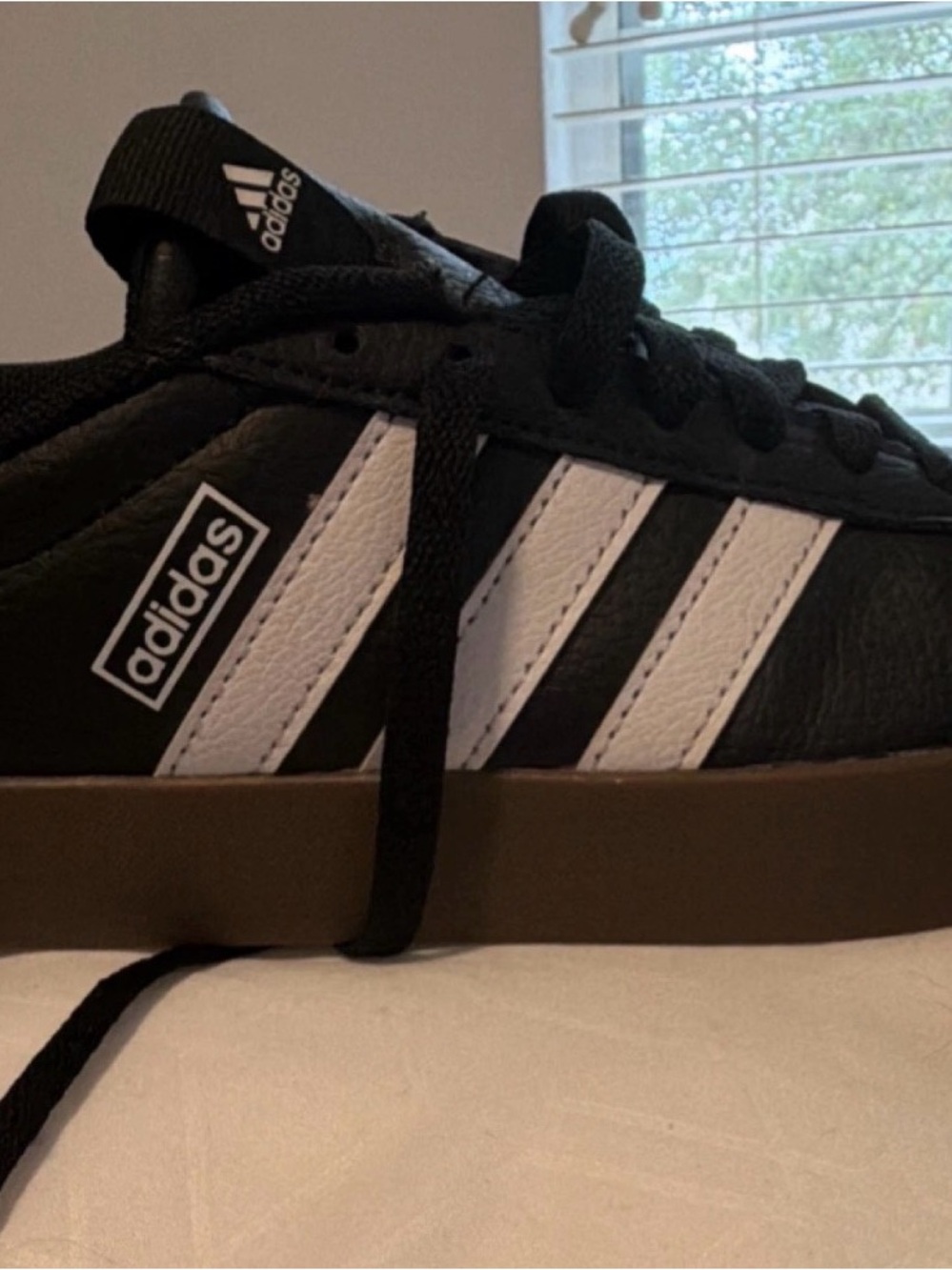 adidas VL COURT 3.0 Black Sneakers with White Three-Stripes